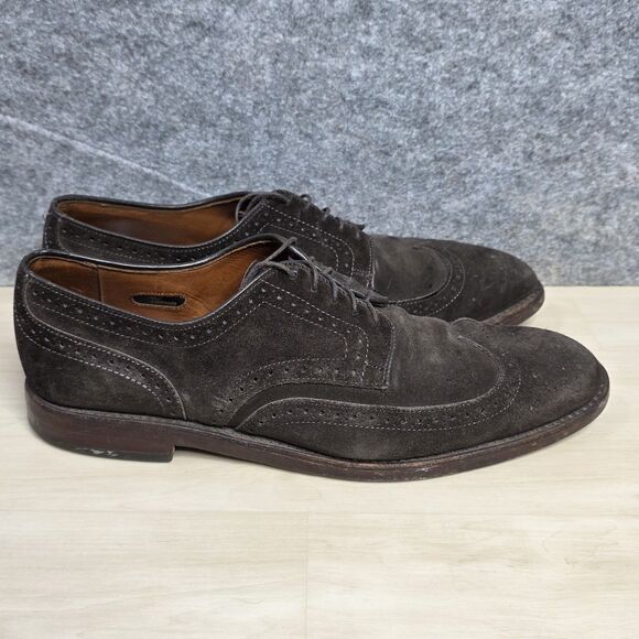 Allen Edmonds Players Shoe Mens Size 11.5 Brown Suede Wingtip Oxford Dress Shoes - Picture 1 of 11